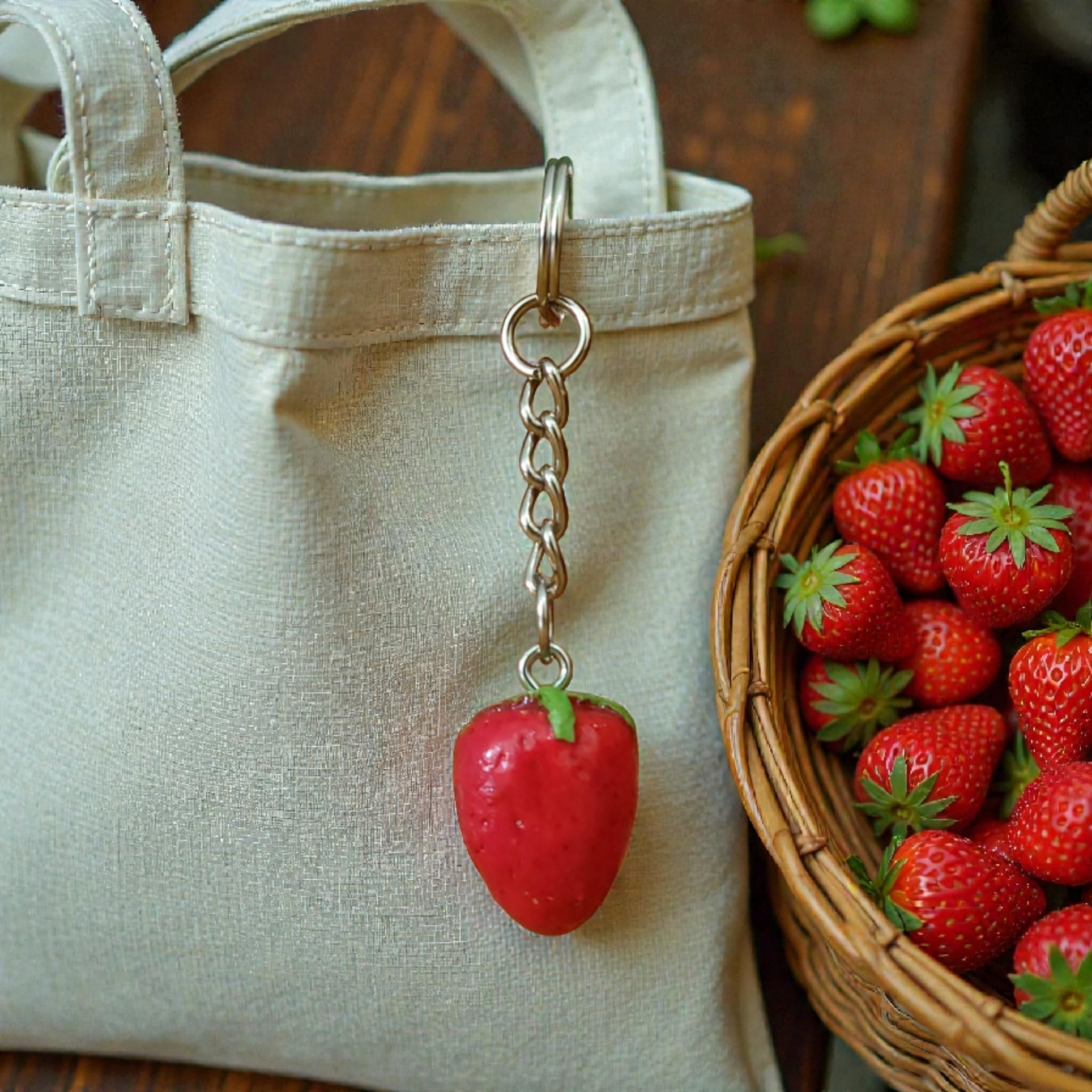 Strawberry Keychain Charm