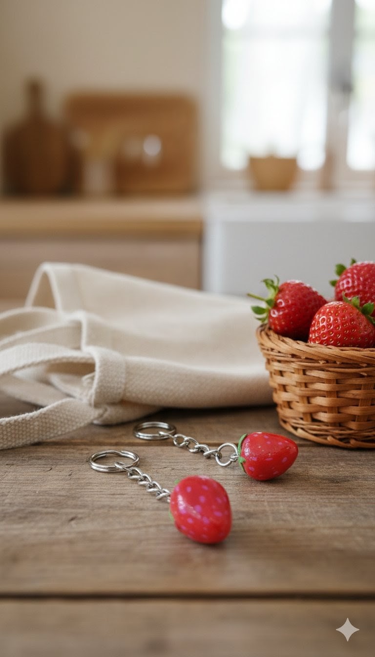 Strawberry Keychain Charm