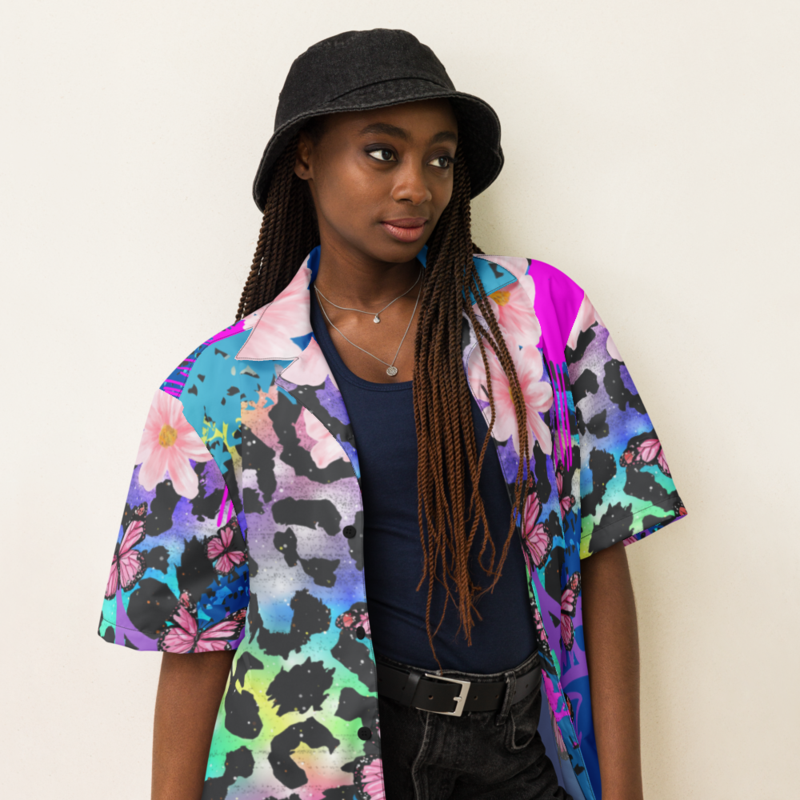 Chemise Unisex Oversize Blue Graffiti