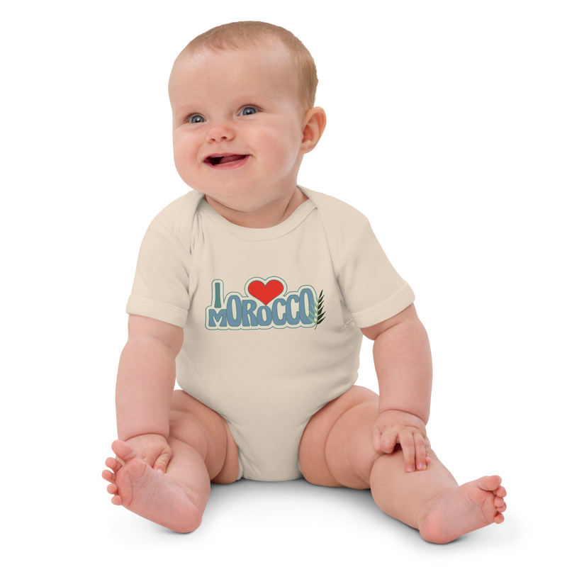 Organic cotton baby bodysuit i love morocco 