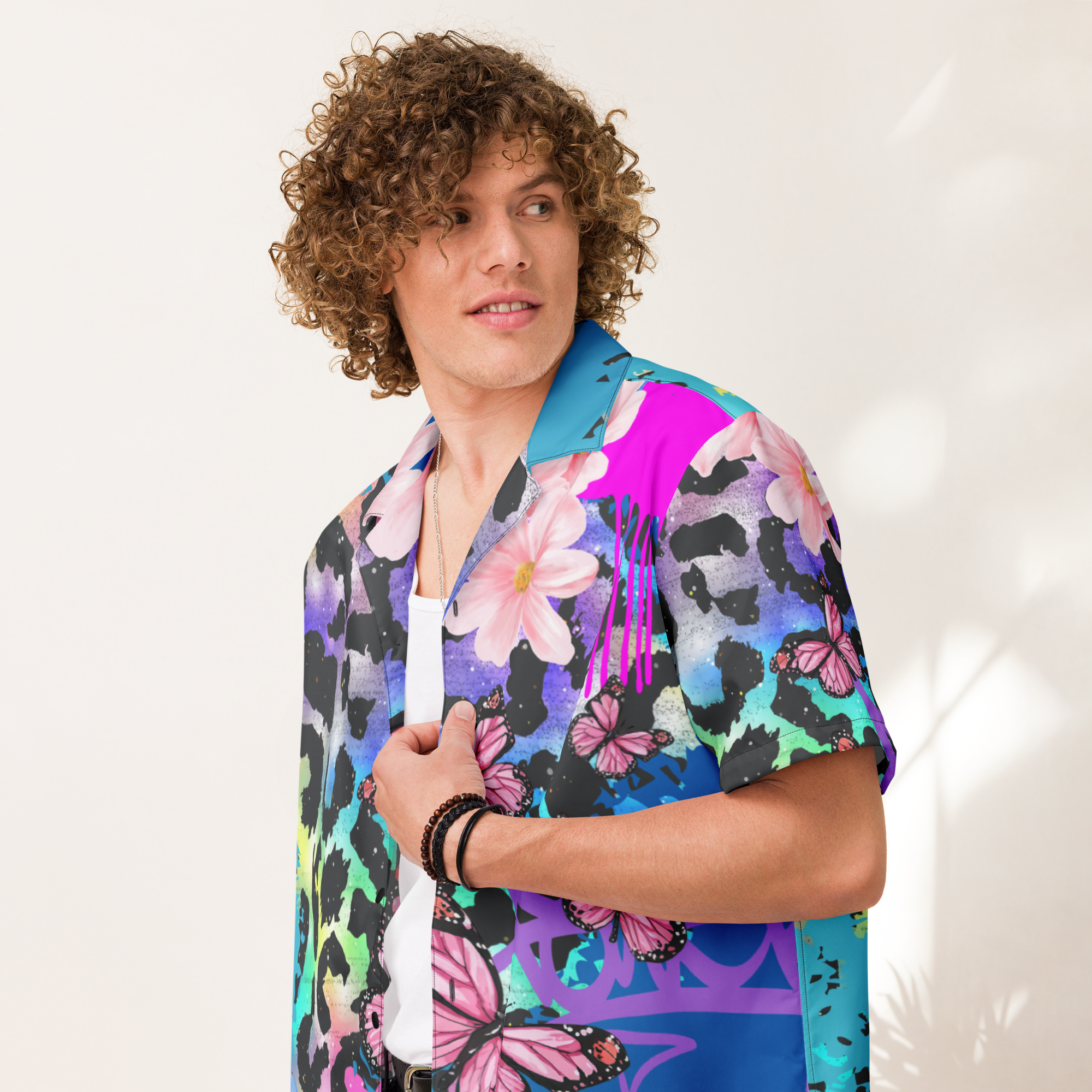 Chemise Unisex Oversize Blue Graffiti