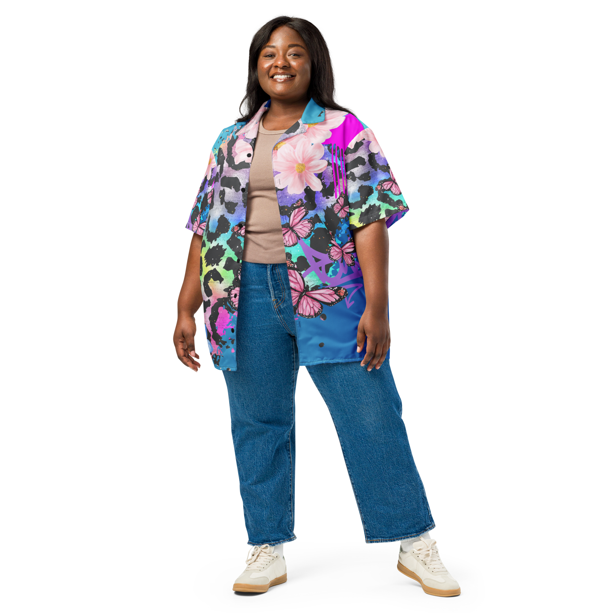 Chemise Unisex Oversize Blue Graffiti