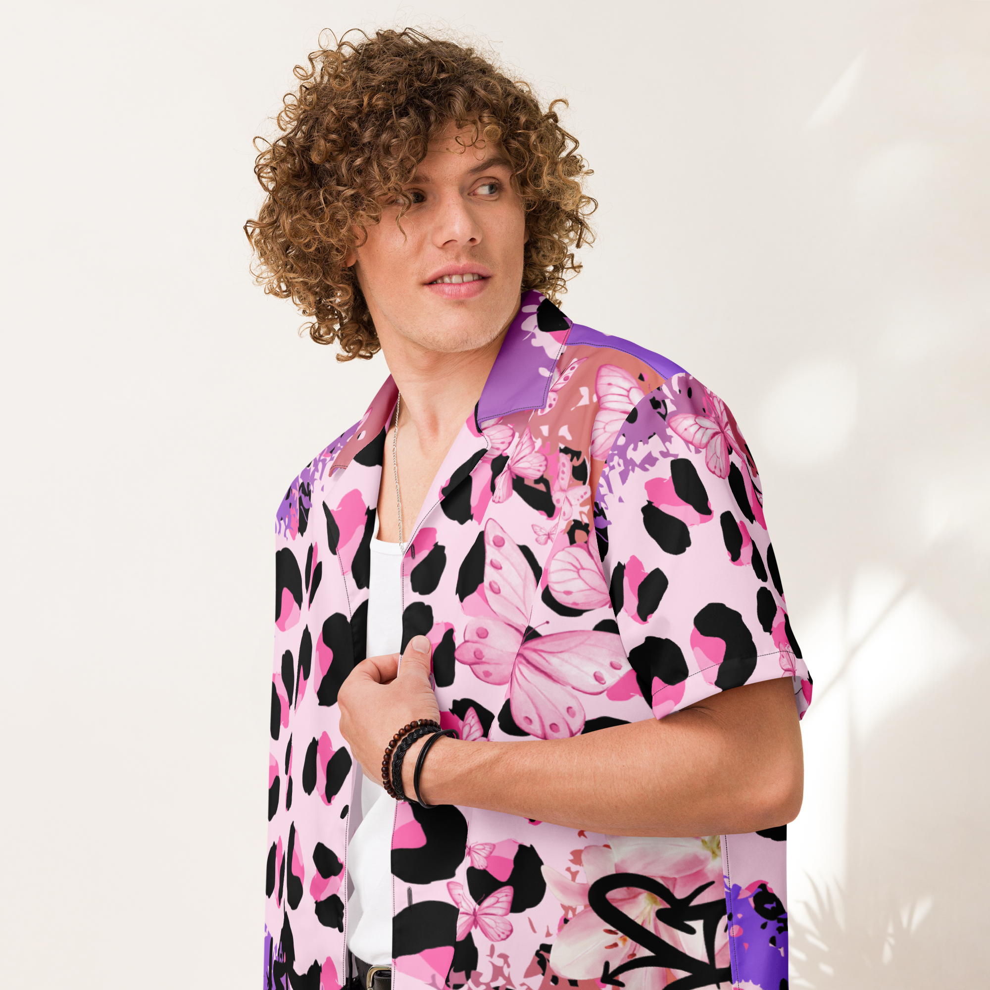 Chemise Unisex Oversize Pink Butterfly