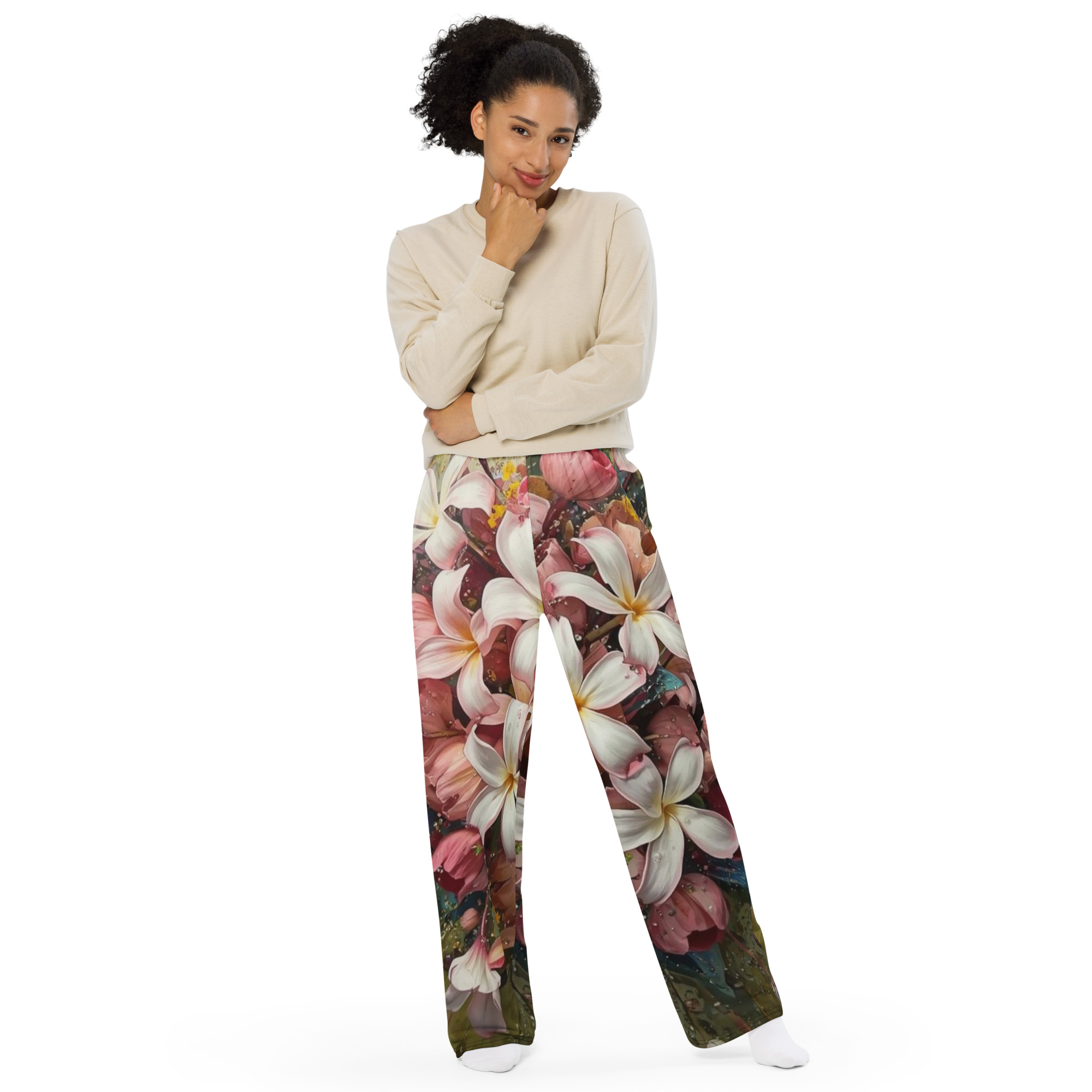 Pantalon Large d'intérieur à Motifs Floraux