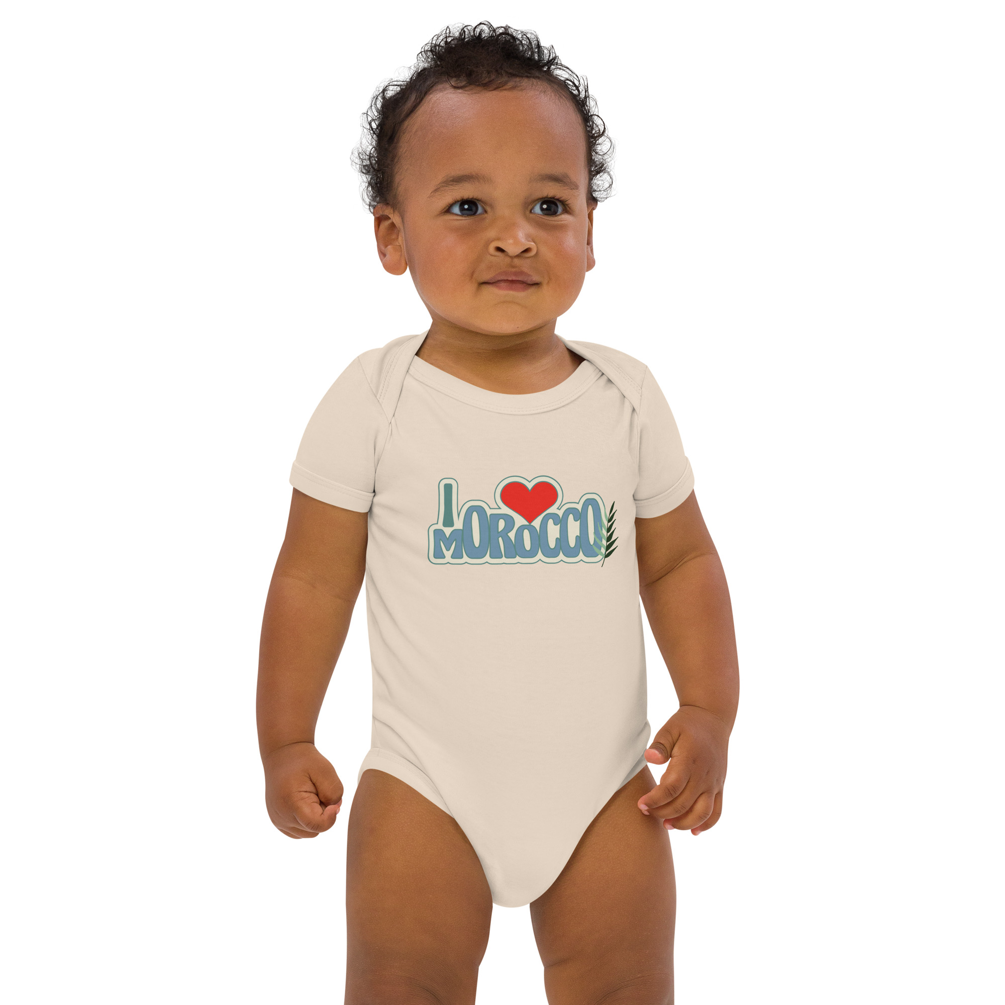 Organic cotton baby bodysuit i love morocco 