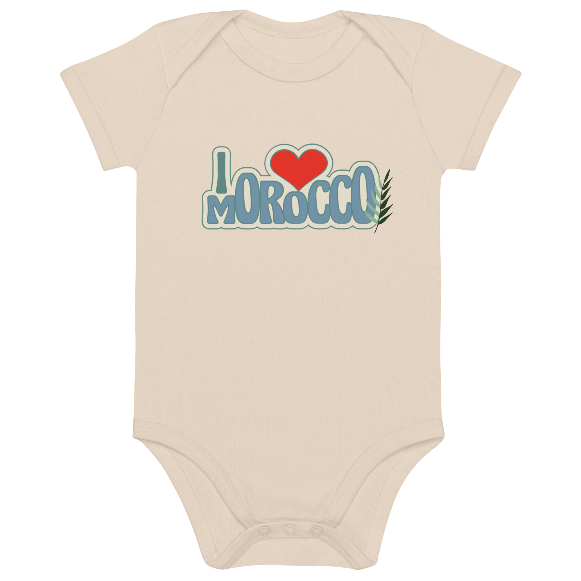 Organic cotton baby bodysuit i love morocco 