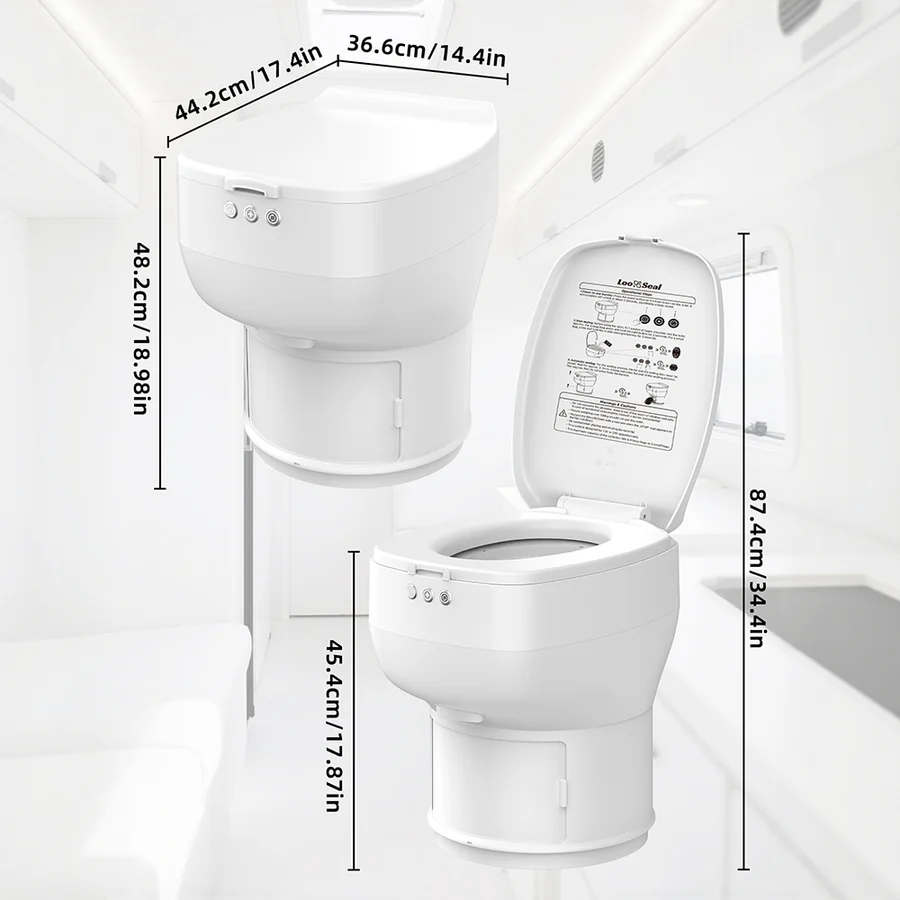 Modiwell R1808 RV Toilet Waterless Dry Flush Fixed-Loo Seal