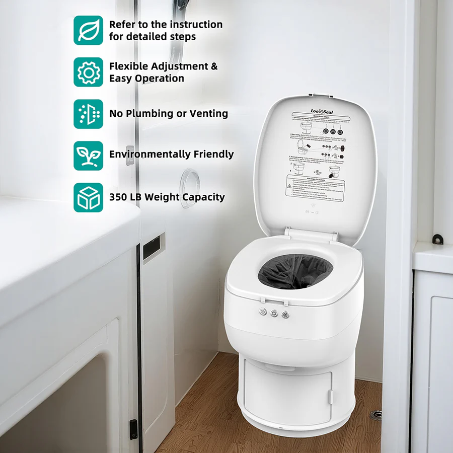 Modiwell R1808 RV Toilet Waterless Dry Flush Fixed-Loo Seal