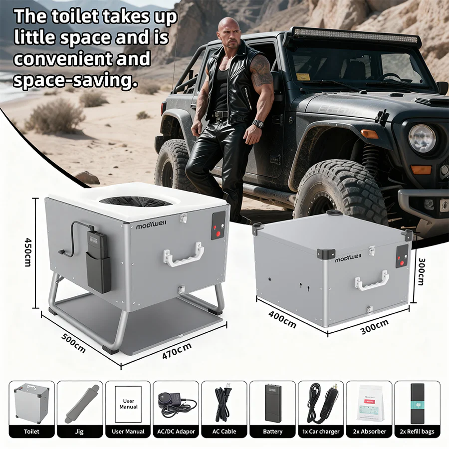 Modiwell PT-830 Waterless Dry Flush Toilet 450lb Support