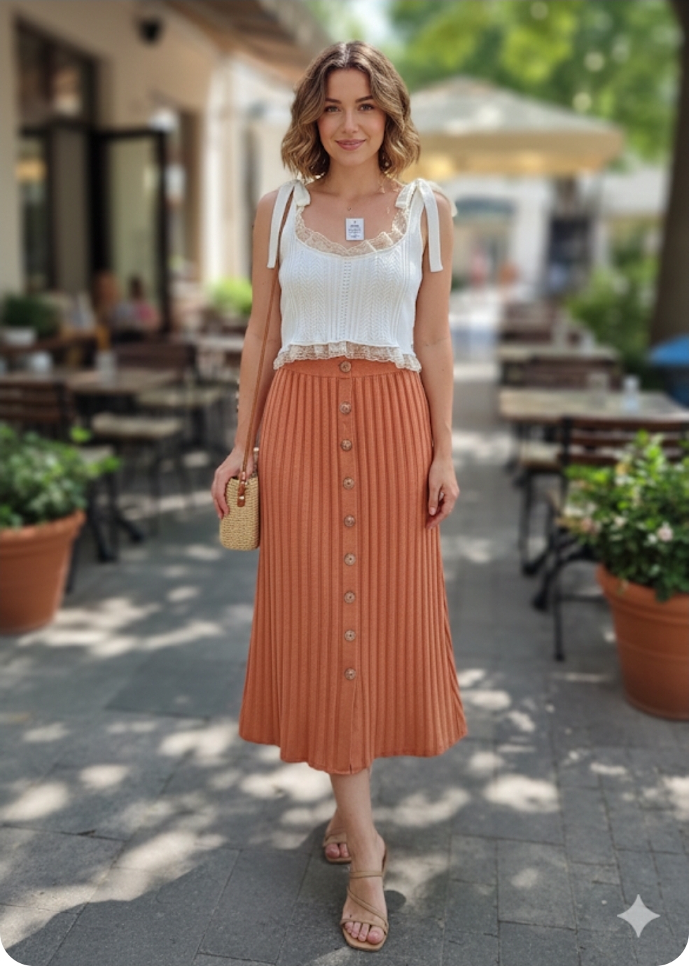 Saia em tricot botões 