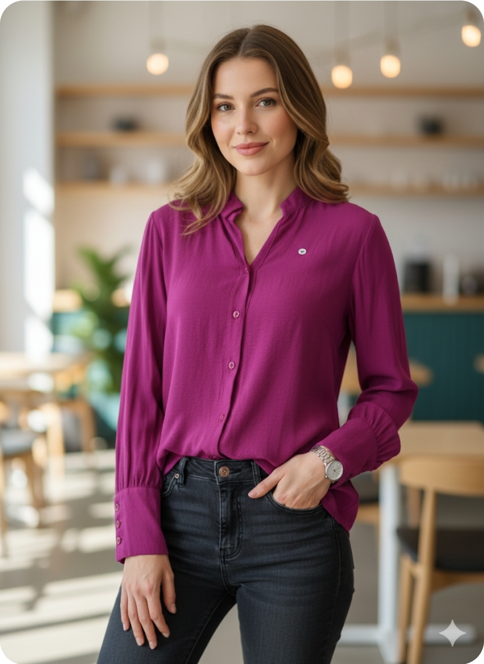 Camisa feminina manga longa