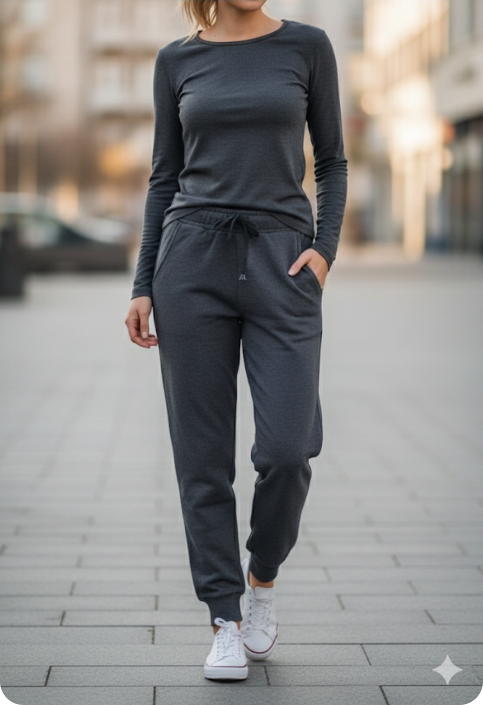 Calça em moletom felpada com punho 