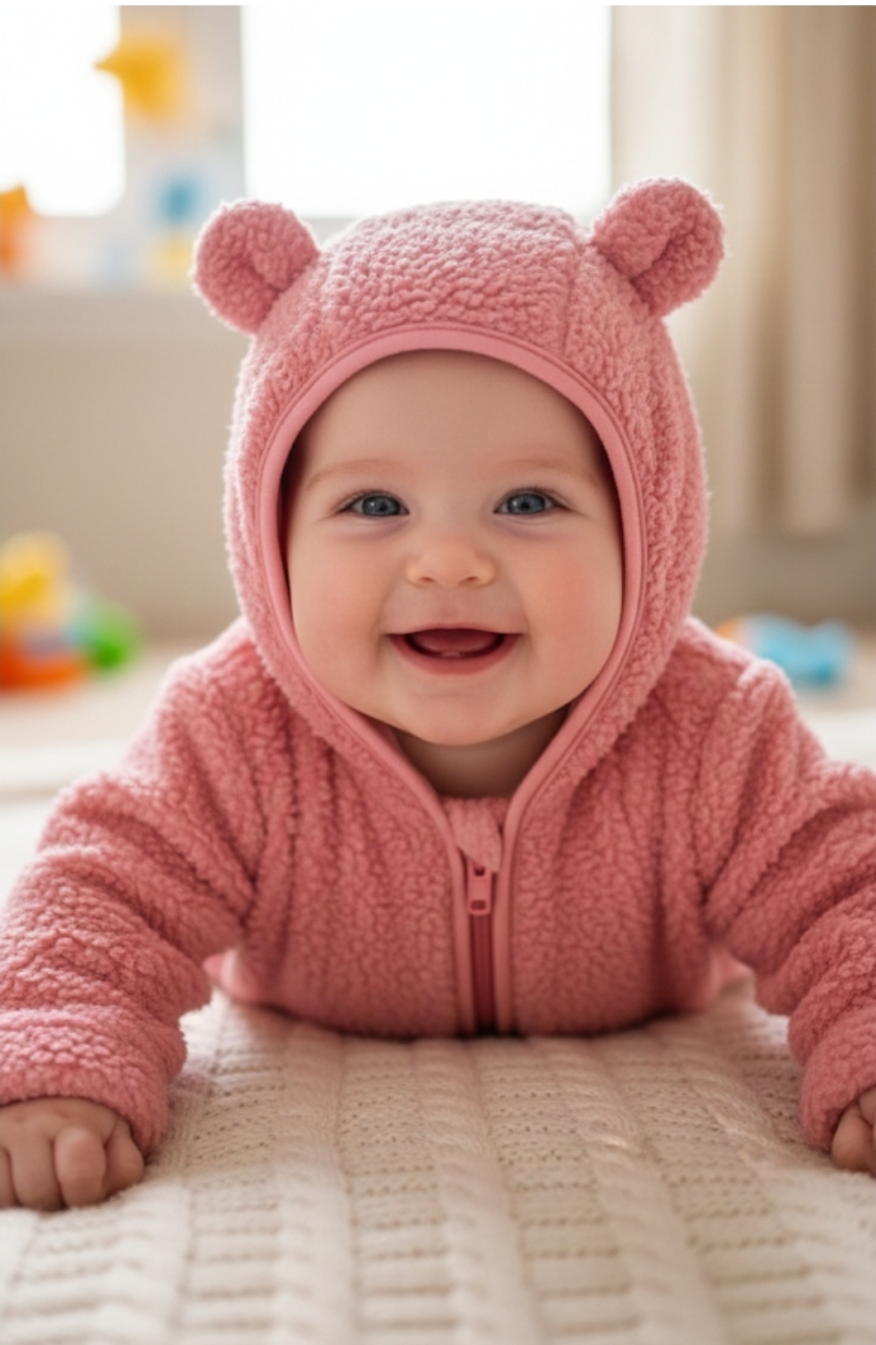 Macacão de bebê ursinho rosa