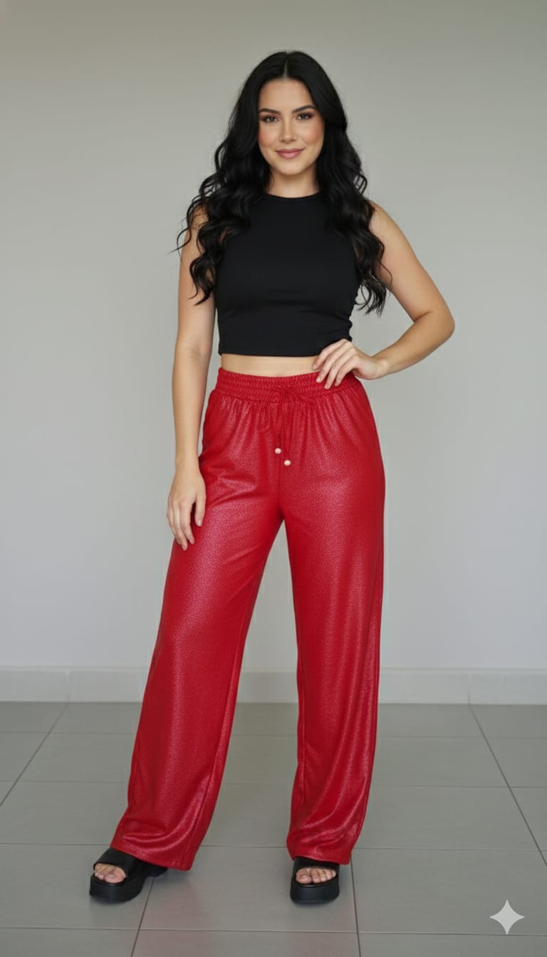 calça acetinada pantalona