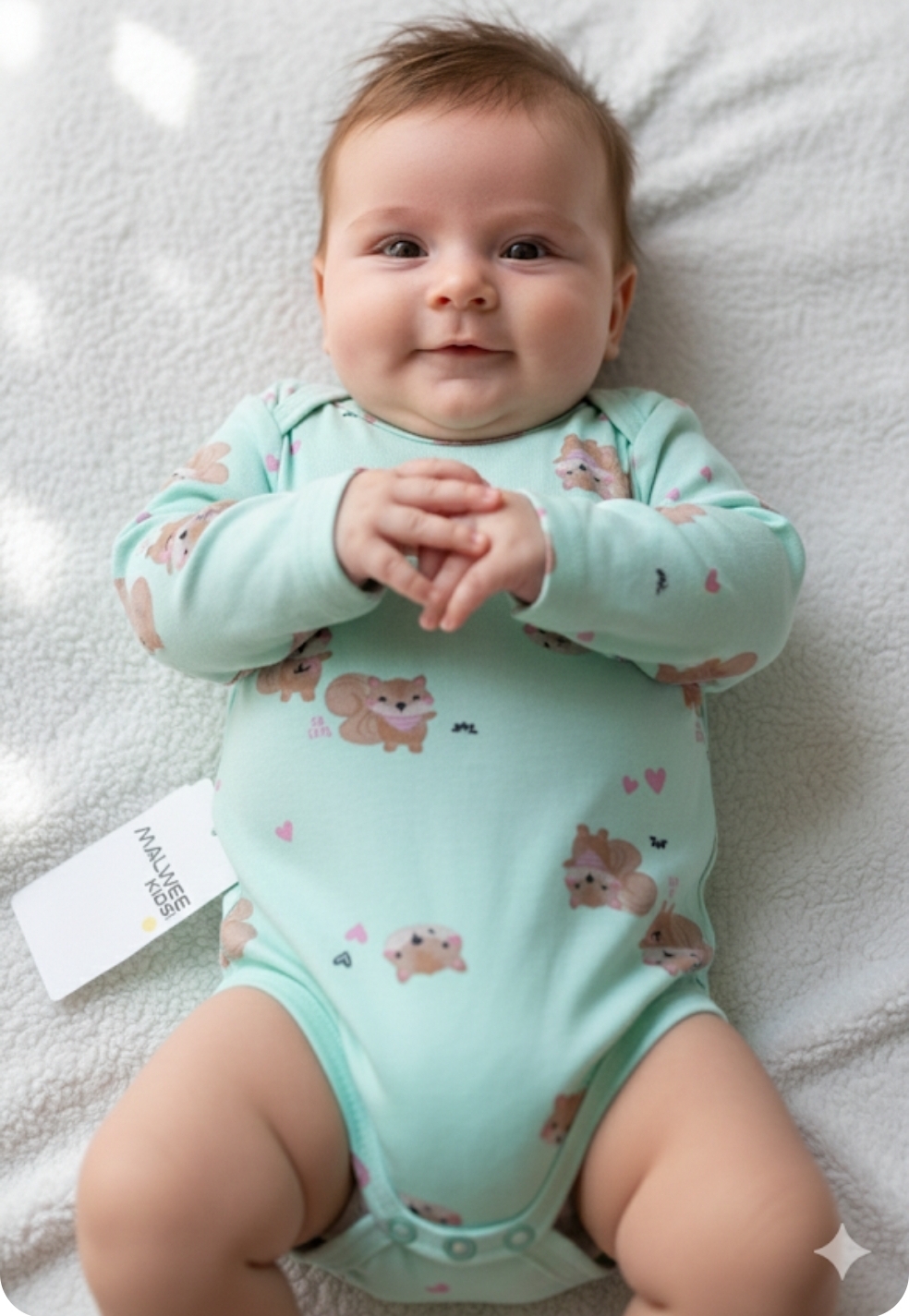 Body Bebê Manga Longa Esquilo