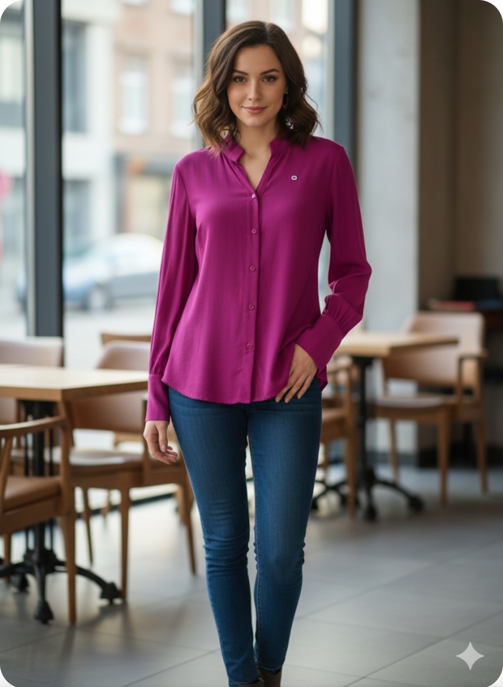 Camisa feminina manga longa