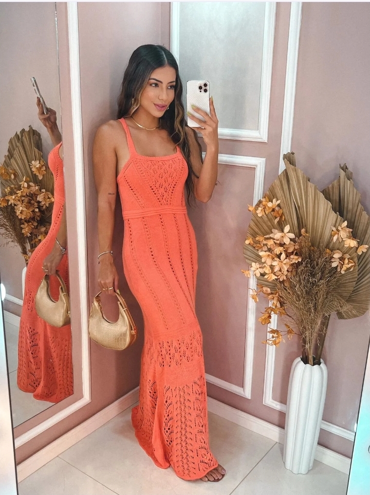 Vestido longo em tricot 