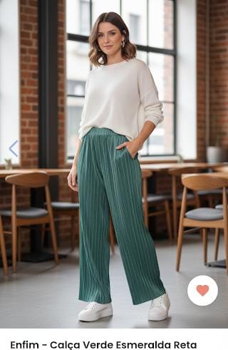 Calça Reta  Plissada