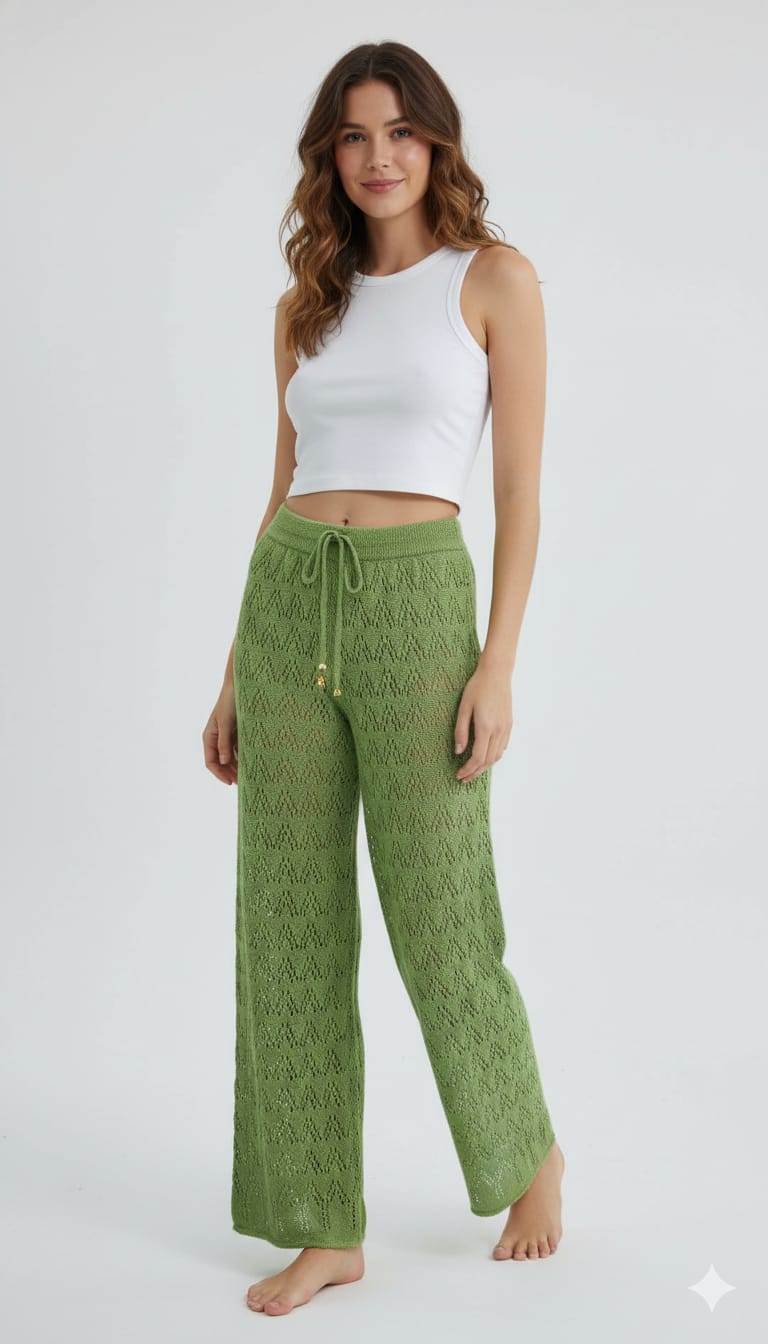 calça saída de praia em tricot