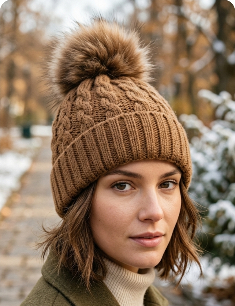 Gorro de Tricô com Pom Pom