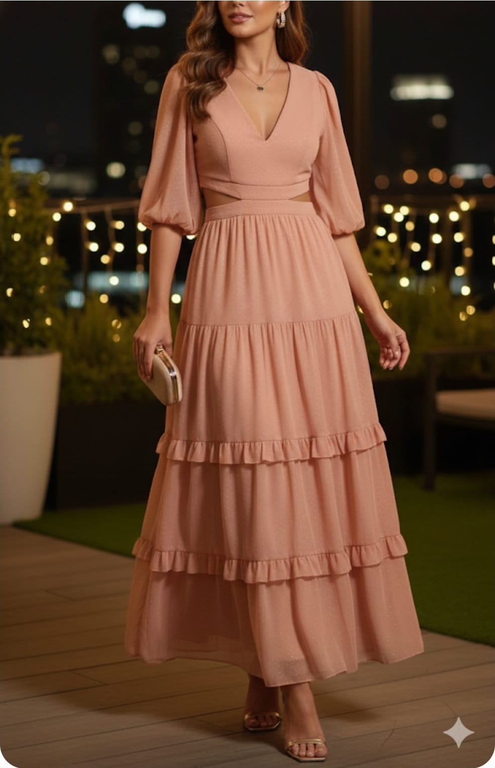 Vestido Longo Saia de Babados