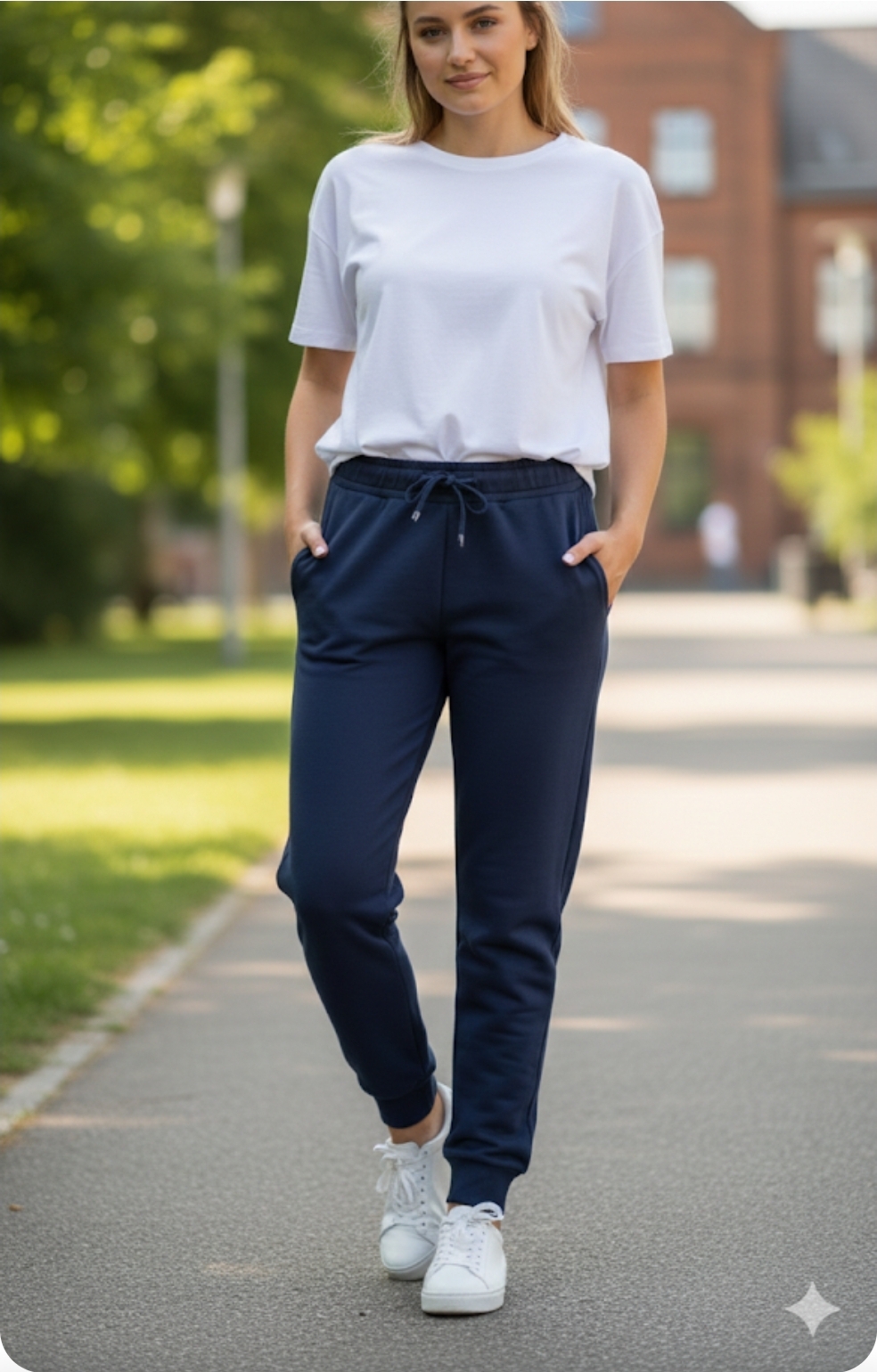 Calça em moletom felpada com punho 