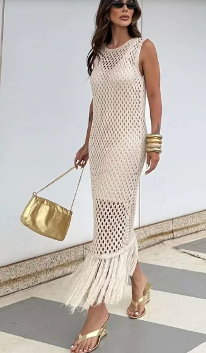 Vestido em tricot búzios / saída de praia