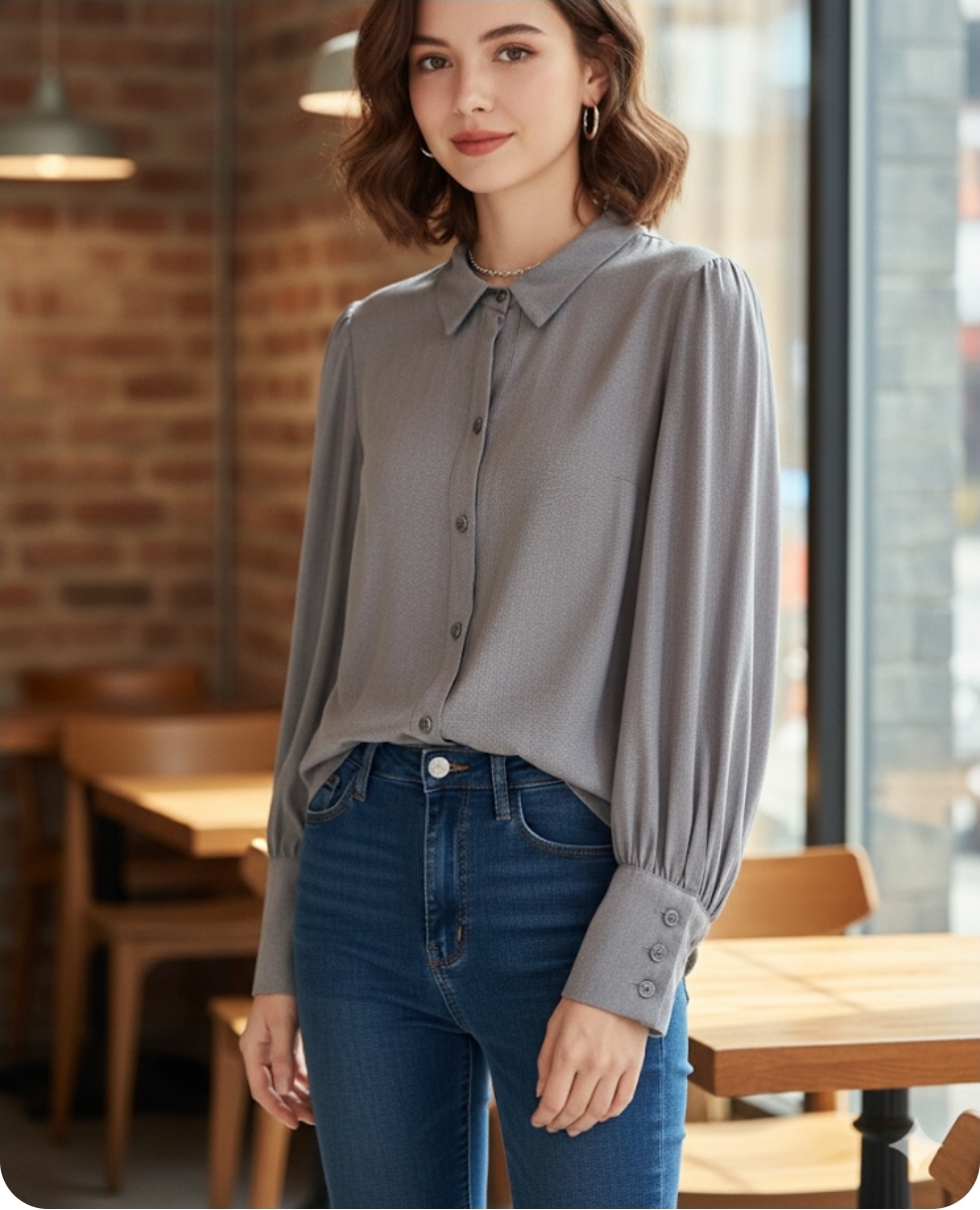 Camisa feminina manga longa