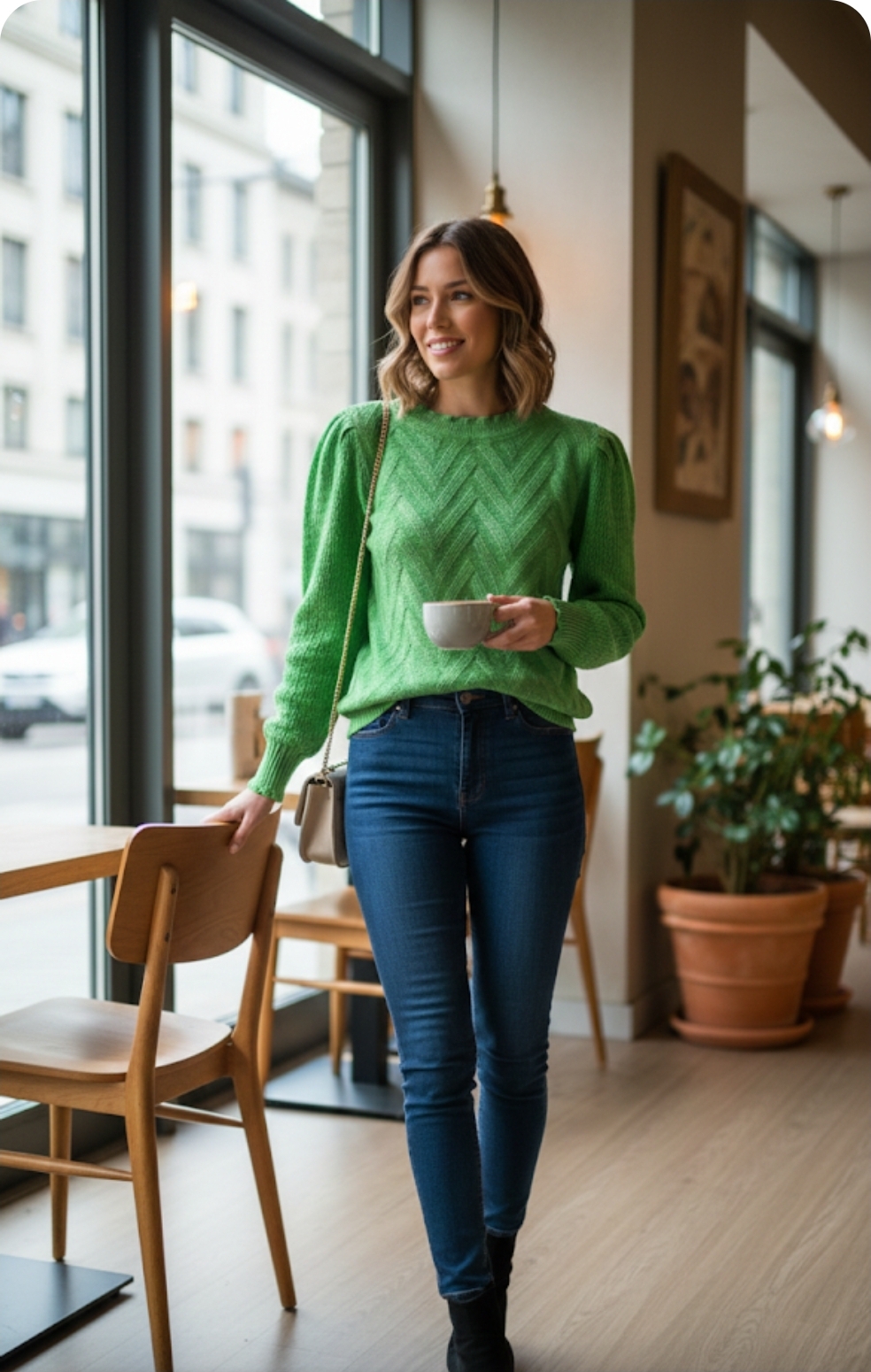 Blusa  em tricot manga princesa 