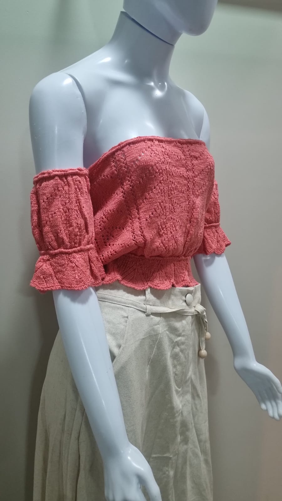 Cropped ciganinha em tricot