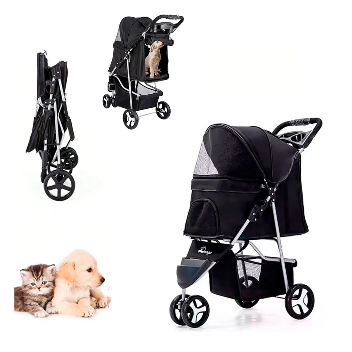 Coche de 3 ruedas para mascotas