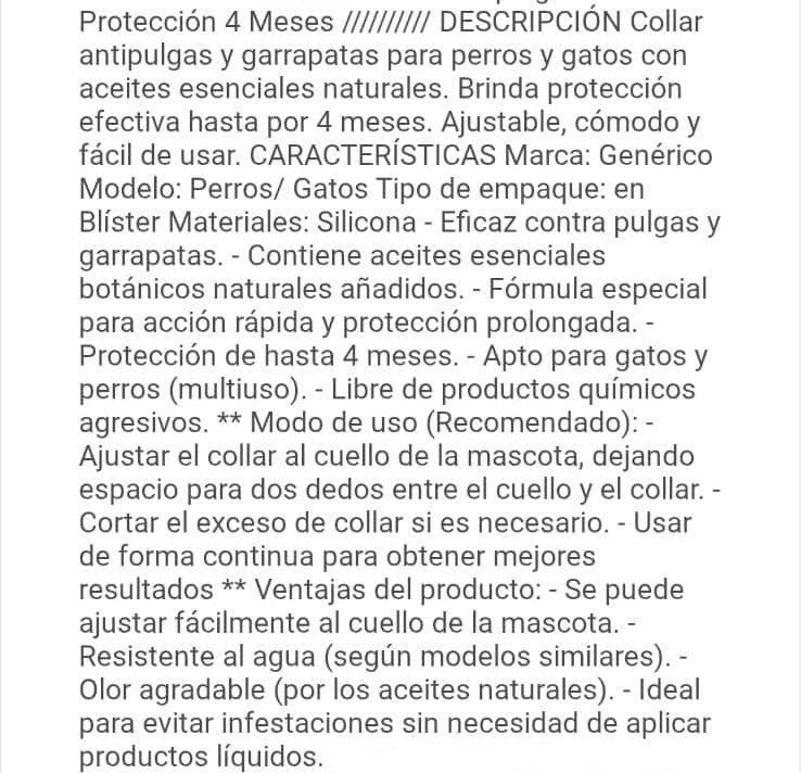 Collar antipulgas y antigarrapatas para gatos