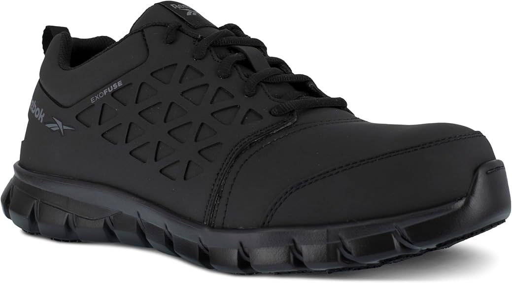 Reebok Mens Sublite Cushion Exofuse Slip Resistant Composite Toe Work/Duty - Black