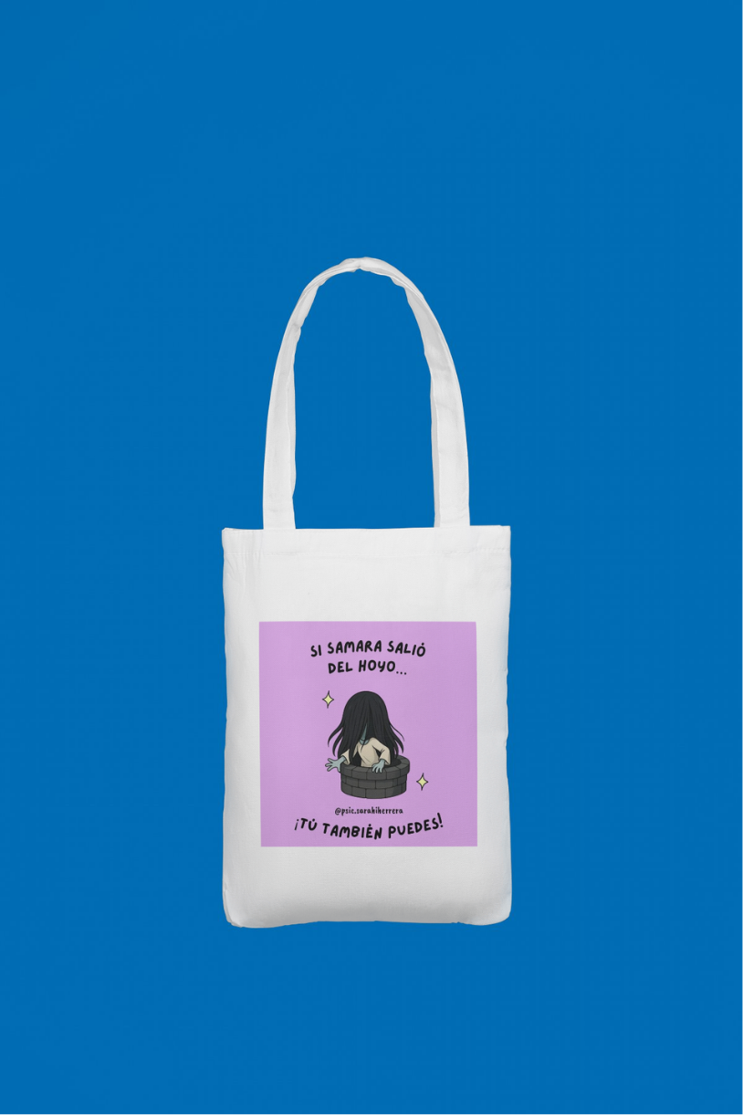 Bolsa de tela con gato y frase