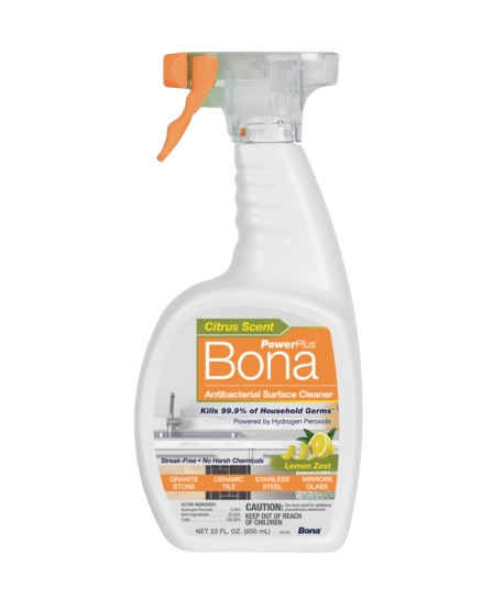 Limpiador de superficies antibacteriano Bona PowerPlus con aroma a ralladura de limón.