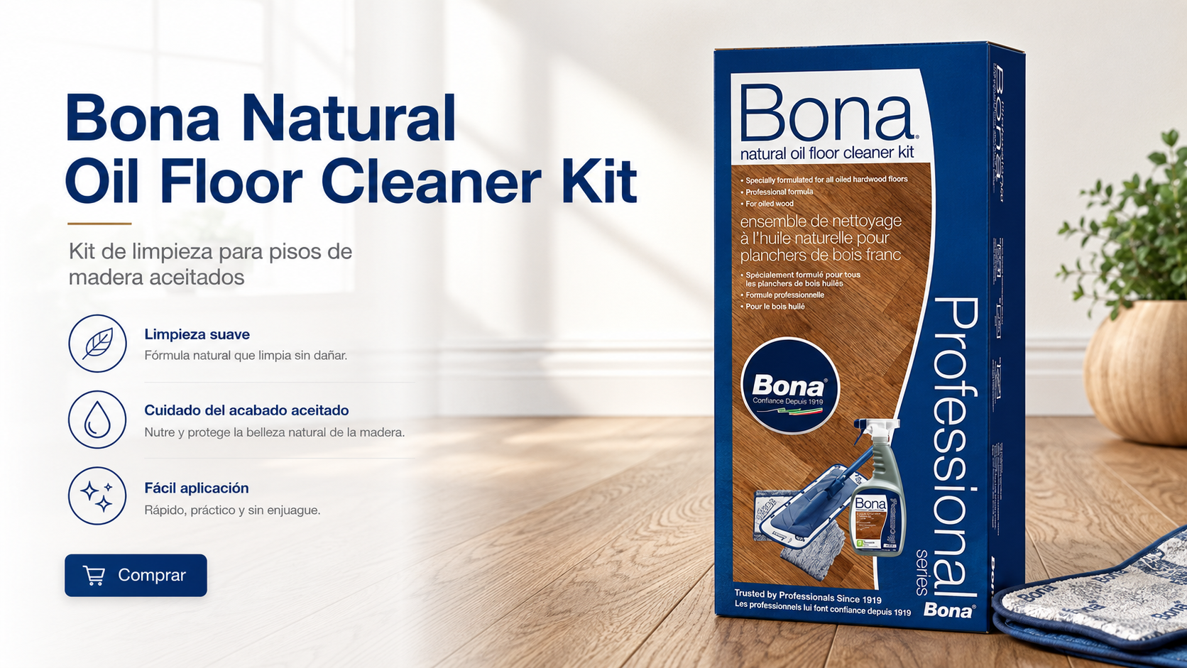 Kit de limpieza Bona para pisos de madera