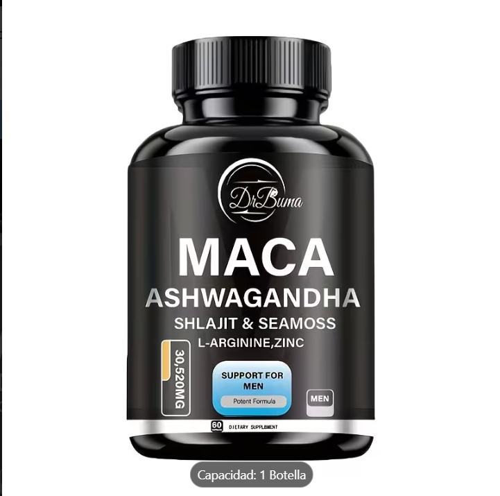 Maca + Ashwagandha + Shilajit + Seamoss + L-Arginina y Zinc