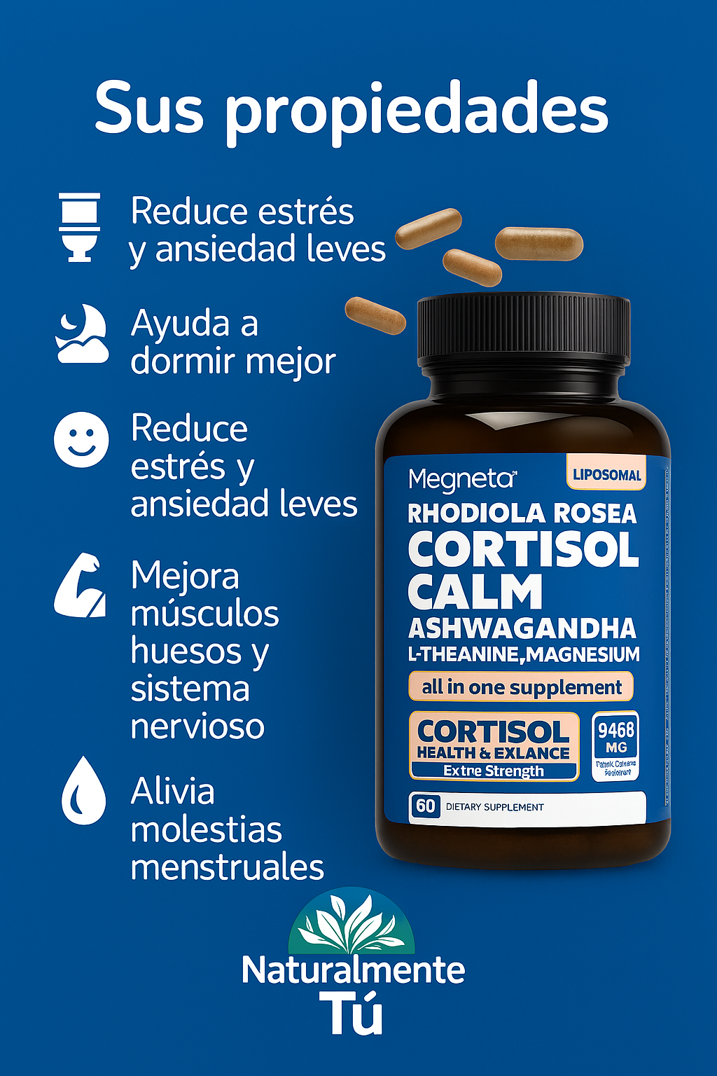 Suplemento Regulador de Cortisol 60 cápsulas de 9459 mg