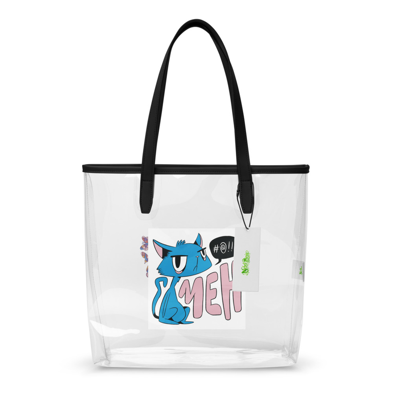 Transparente Tragetasche mit Katzen-Print die Größe 30,5x15,3x30cm  UV Druck hohe Qualität