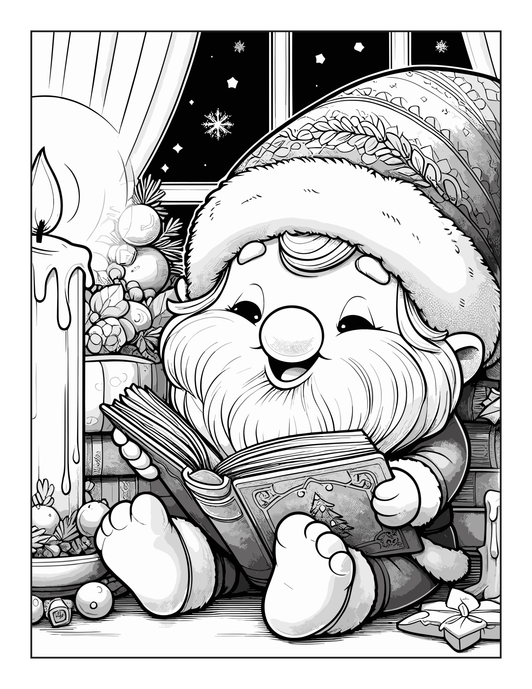 The Little Gnomes Celebrate Christmas Holiday Features 25 Printable Coloring Pages for Adults 