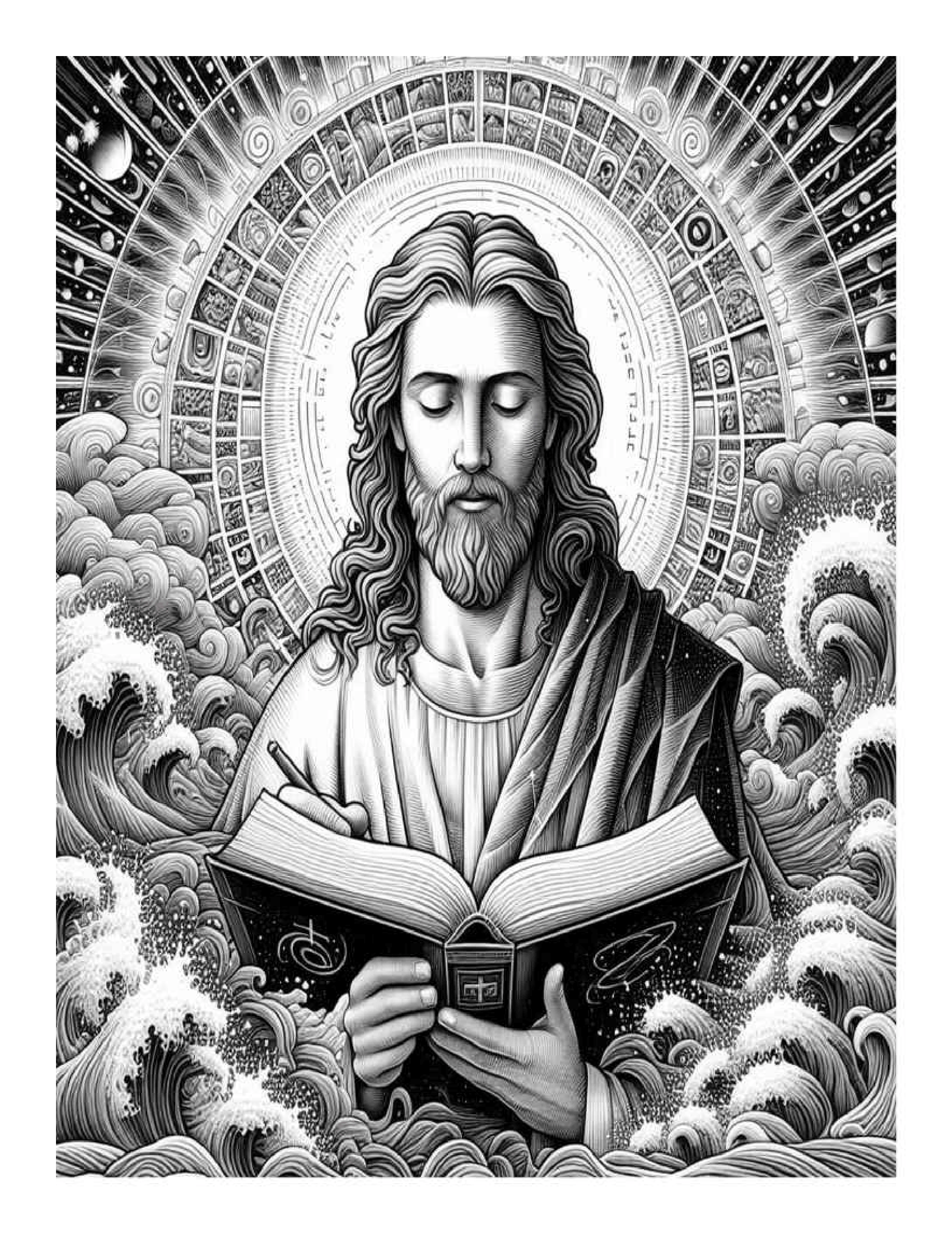 Grayscale The Bible Coloring Pages for Adults (Printable PDF)
