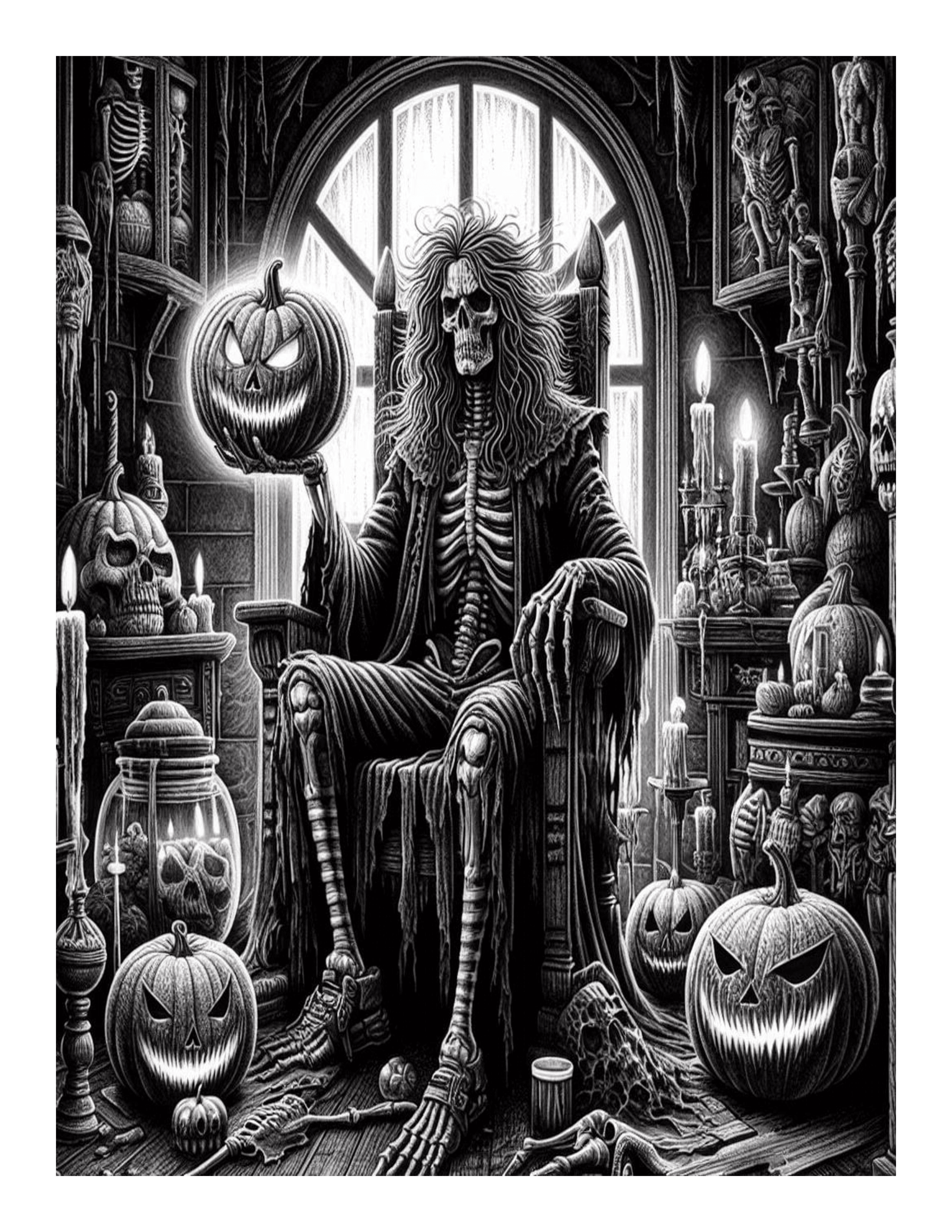 Grayscale Chilling Horror Features 25 Printable Coloring Pages for Adults 