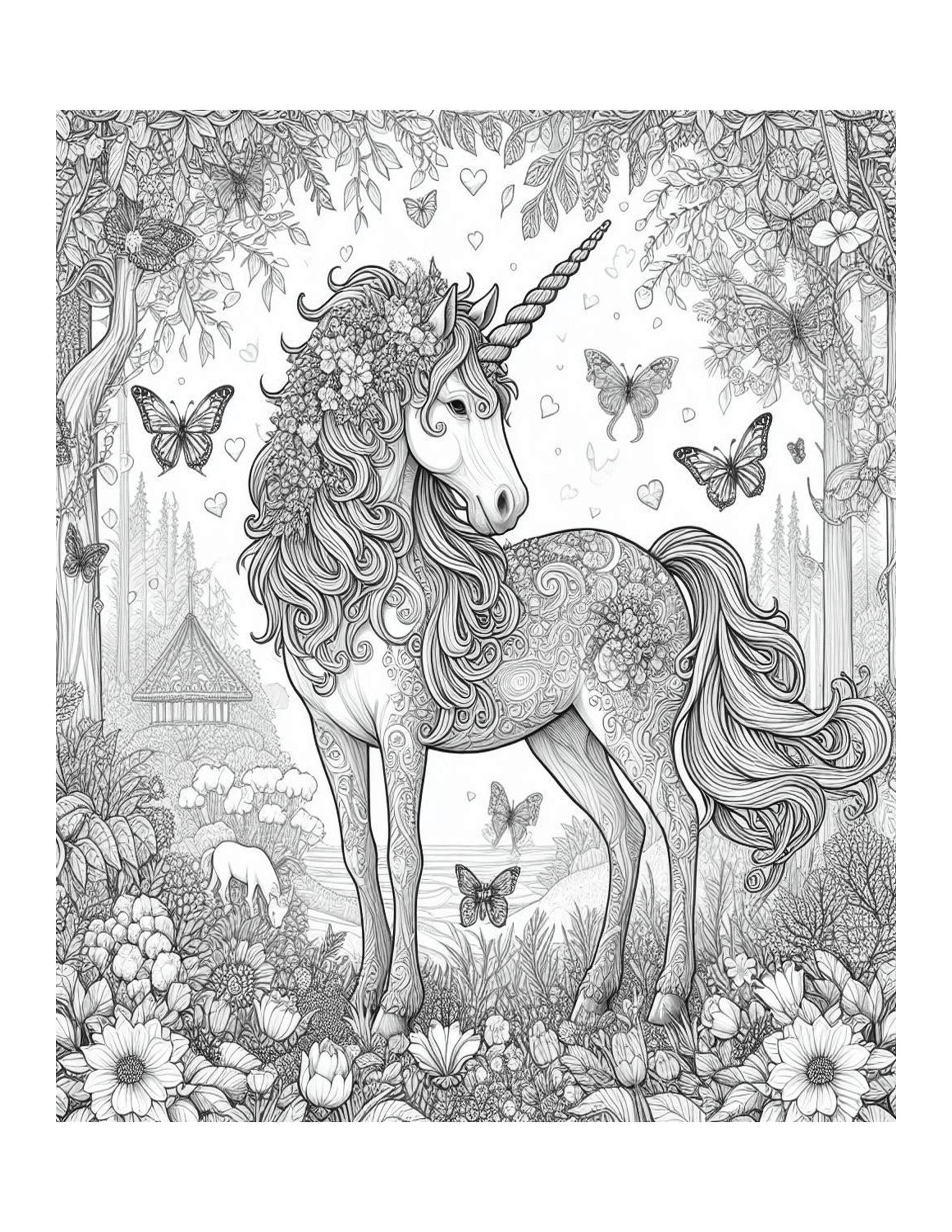 Grayscale Color Me Calm Elegant Unicorn Coloring Pages 