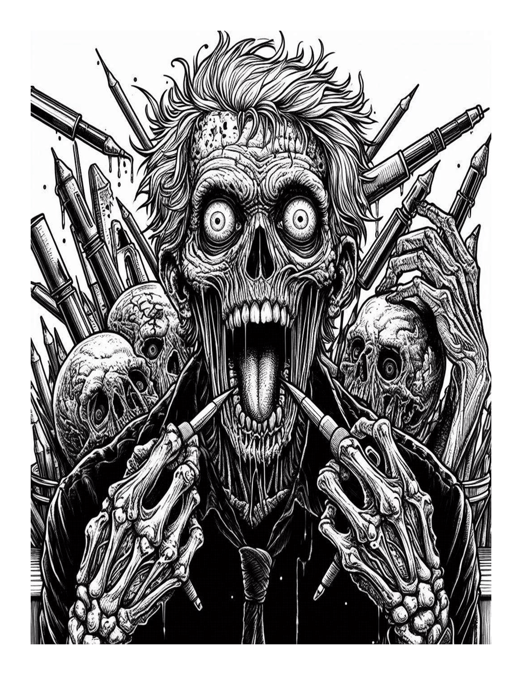Grayscale Freak of Horror Coloring Pages 