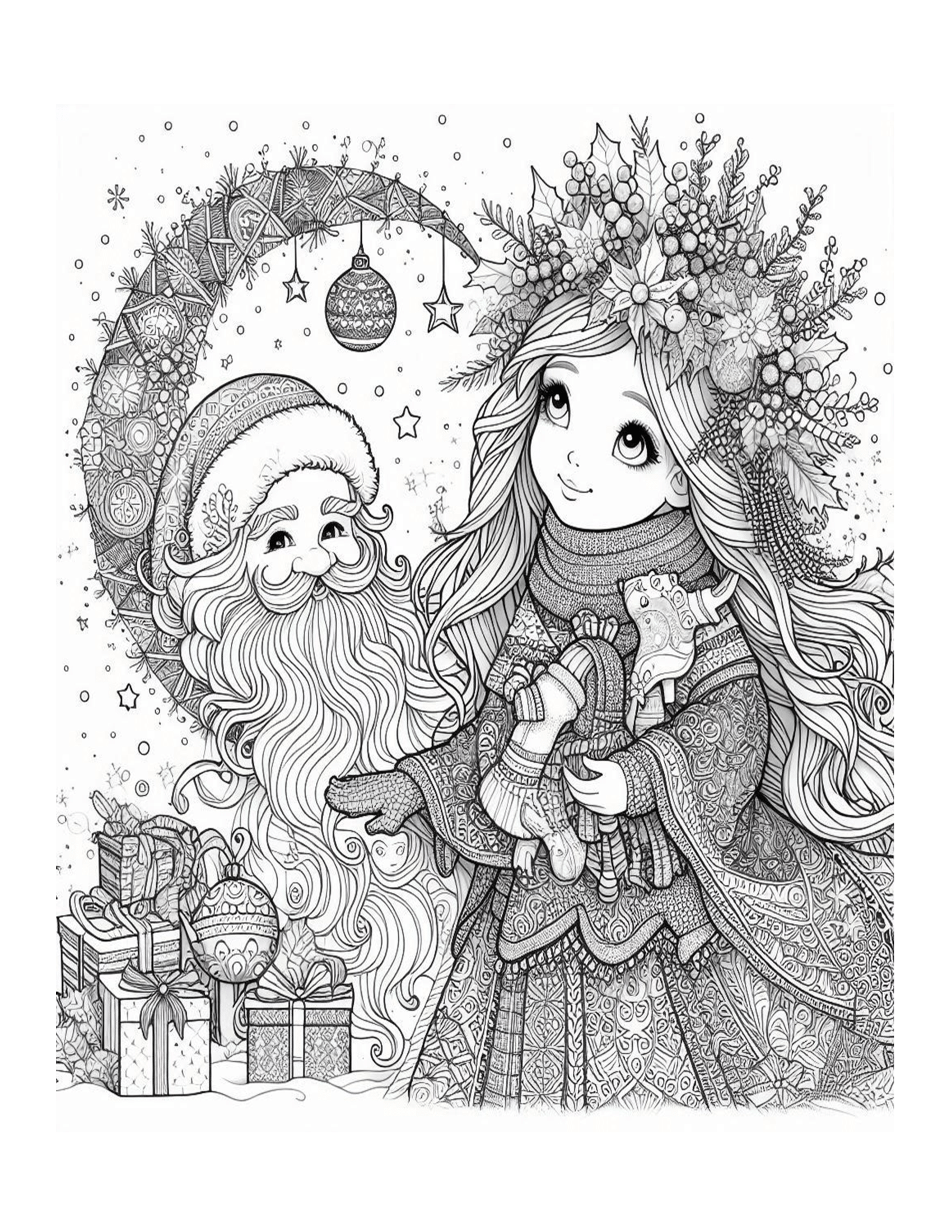 A Magical Christmas Grayscale Coloring Pages 