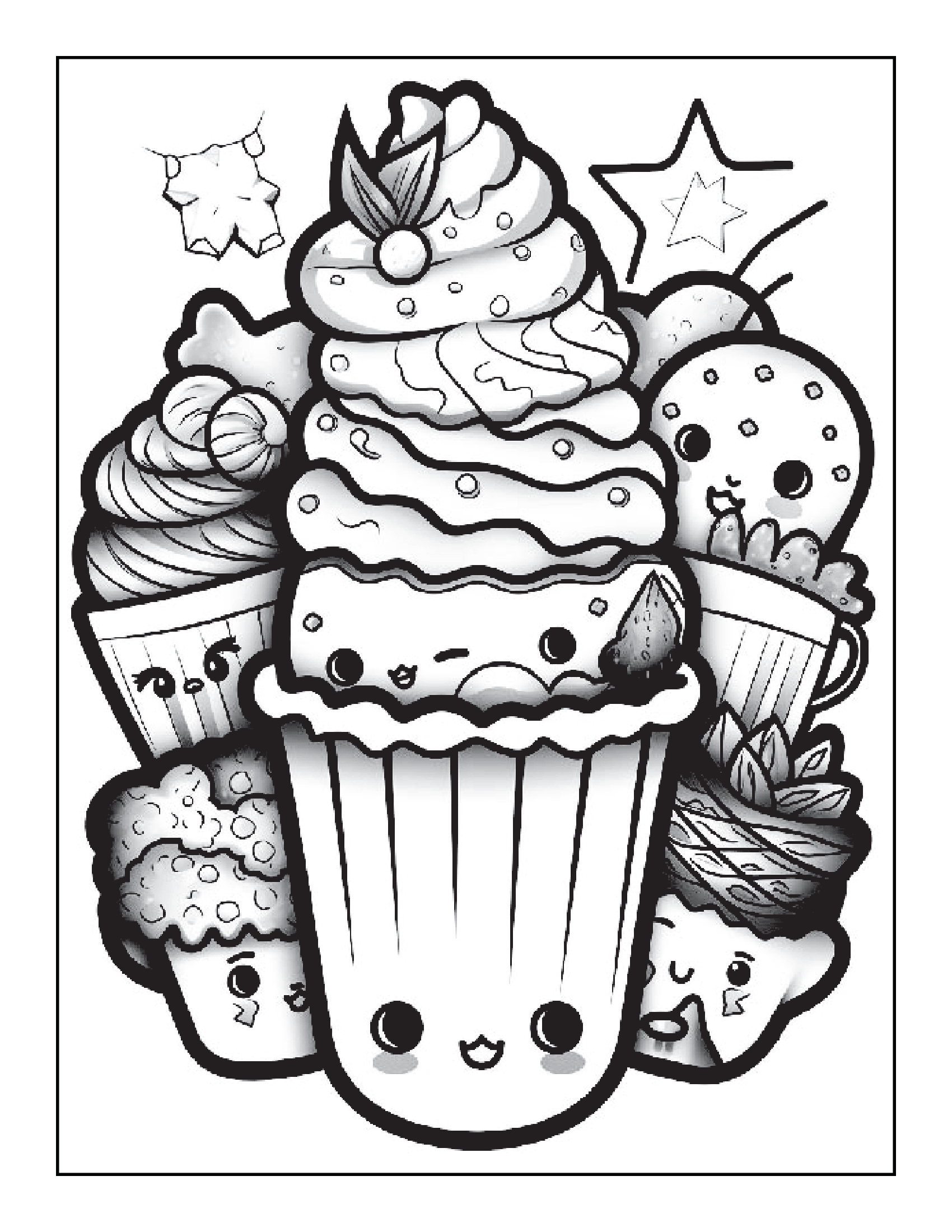 Big Book of Cute Kawaii Food Features 100 Printable Coloring Pages for Adults  