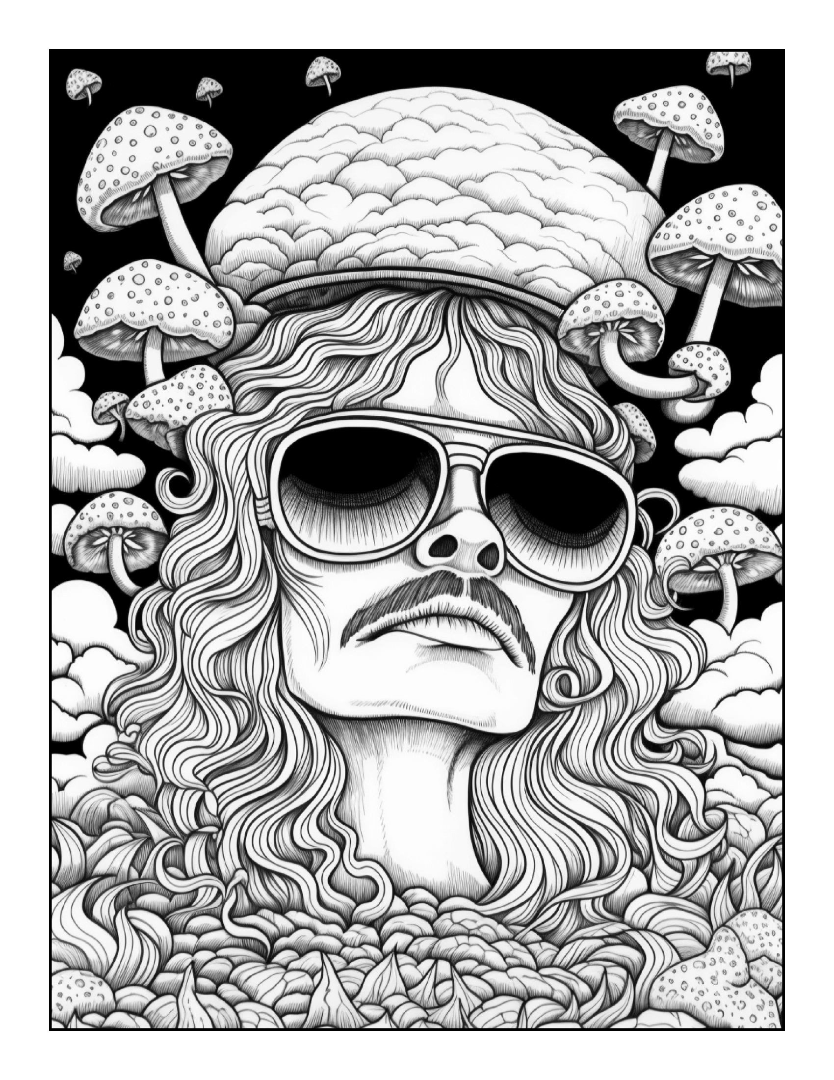 Funny Trippy Psychedelic Stoner Features 25 Printable Coloring Pages for Adults  