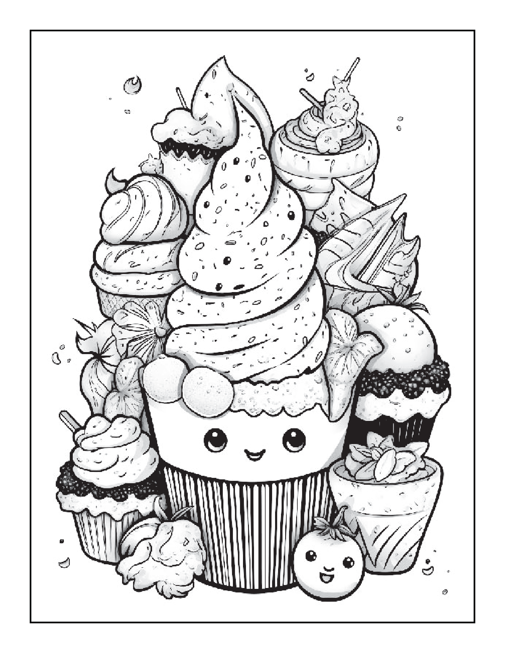 Big Book of Cute Kawaii Food Features 100 Printable Coloring Pages for Adults  