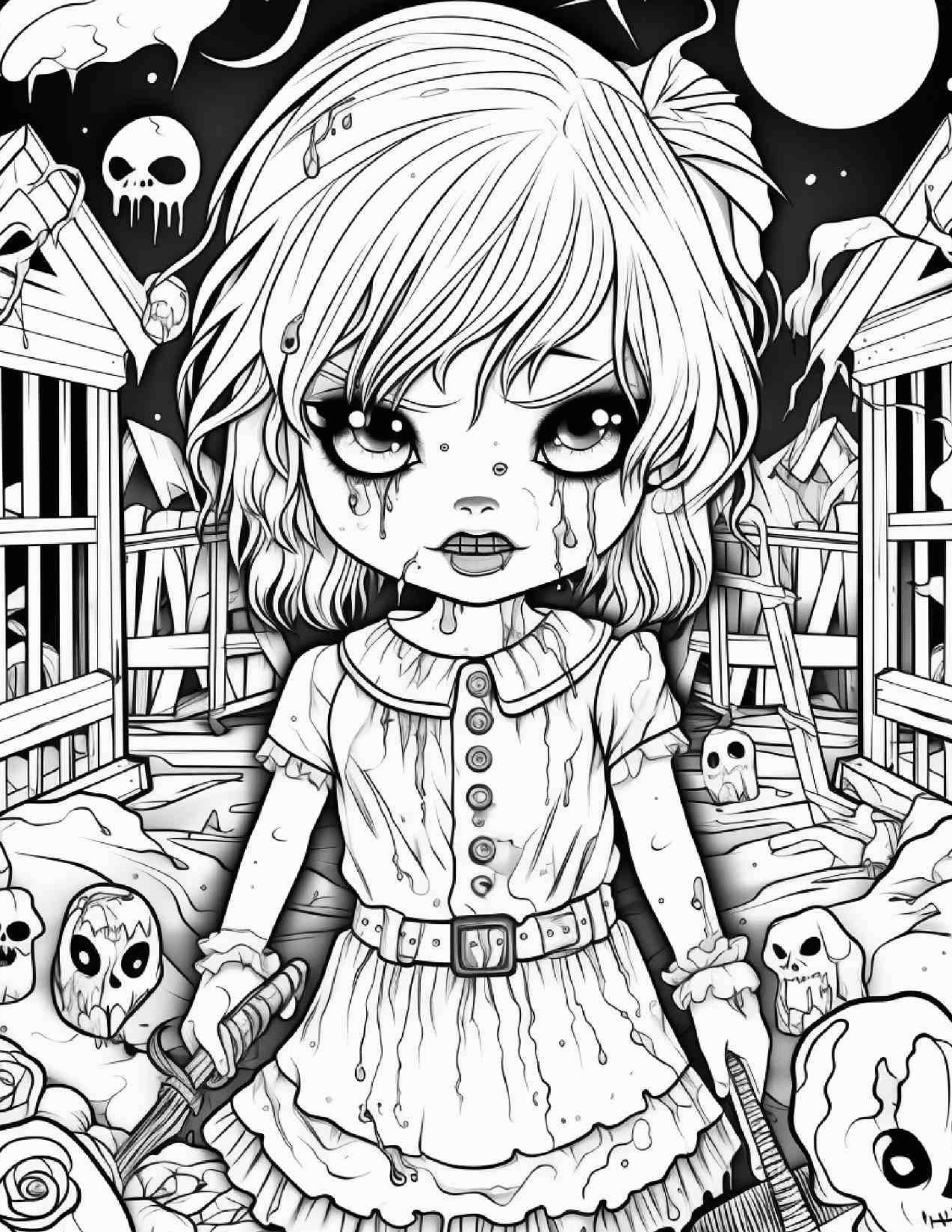 Creepy Kawaii Pastel Goth Features 25 Printable Coloring Pages for Adults and Kids   