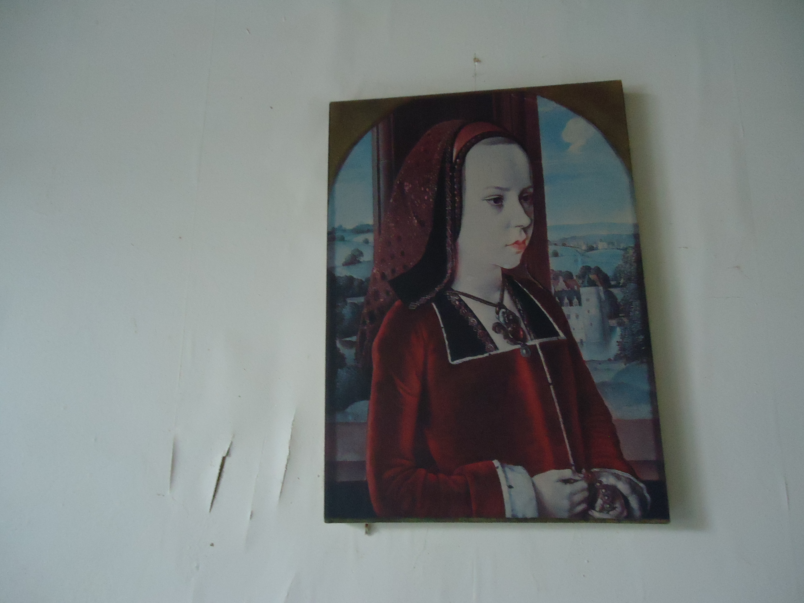 Tableau vintage de dame en rouge